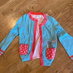 Girls size 4-5 cute button down bunny sweater by Mini boden